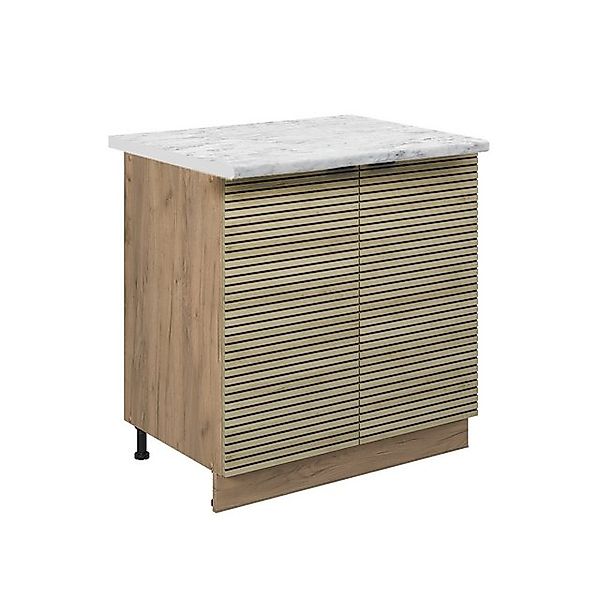 Vicco Küchenschrank Fame-Line Eiche Paneel 80 cm mit Regal AP Marmor günstig online kaufen