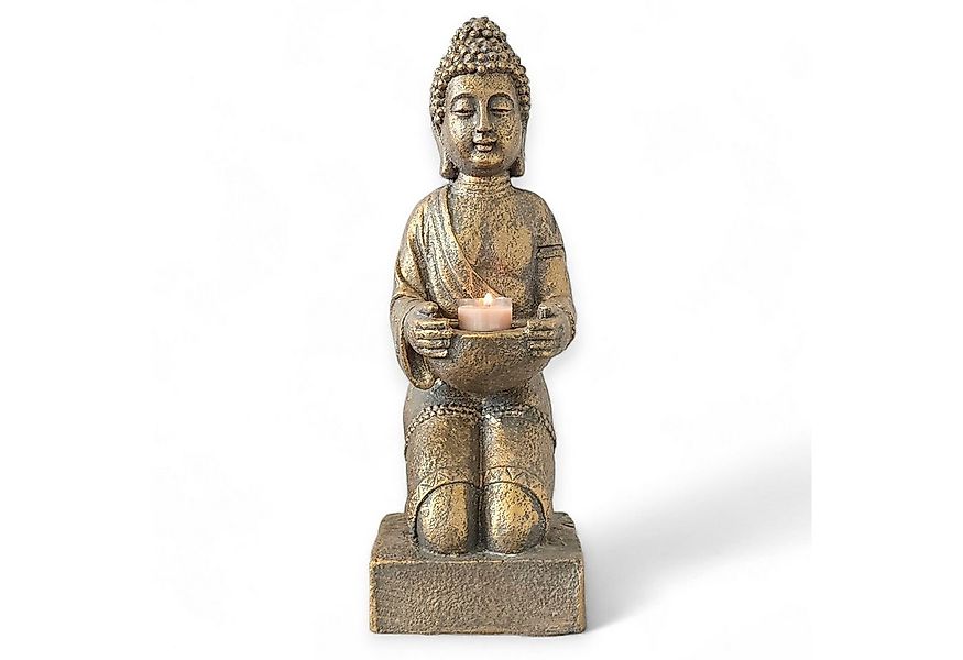 INtrenDU Buddhafigur Buddha Statue mit Teelichthalter bronze 39cm günstig online kaufen