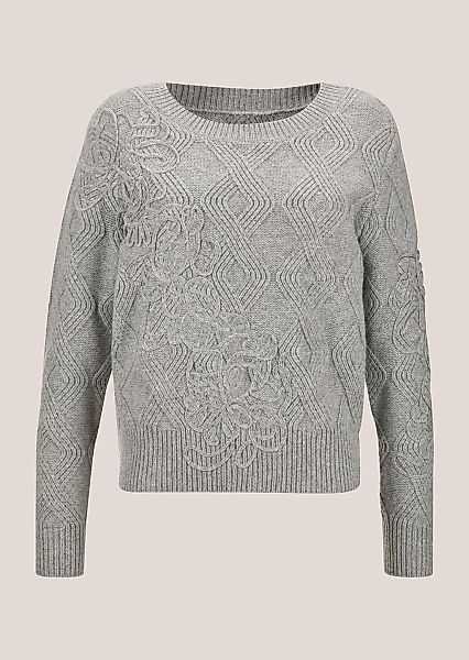 MADELEINE Longpullover "Strickpullover Rundhals-Wollpullover mit Kordelstic günstig online kaufen