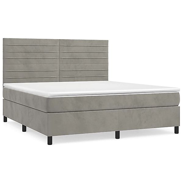 vidaXL Boxspringbett mit Matratze Hellgrau 180x200 cm Samt 3143097 günstig online kaufen