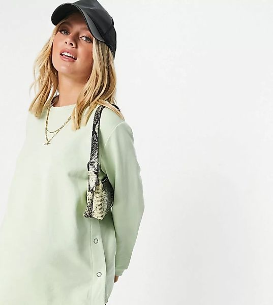 ASOS DESIGN Maternity – Still-Sweatshirt in Salbeigrün mit seitlichen Druck günstig online kaufen