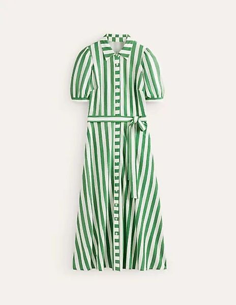 Libby Hemdblusenkleid aus Jersey in Midilänge Damen Boden, Grün, Natuweiß S günstig online kaufen