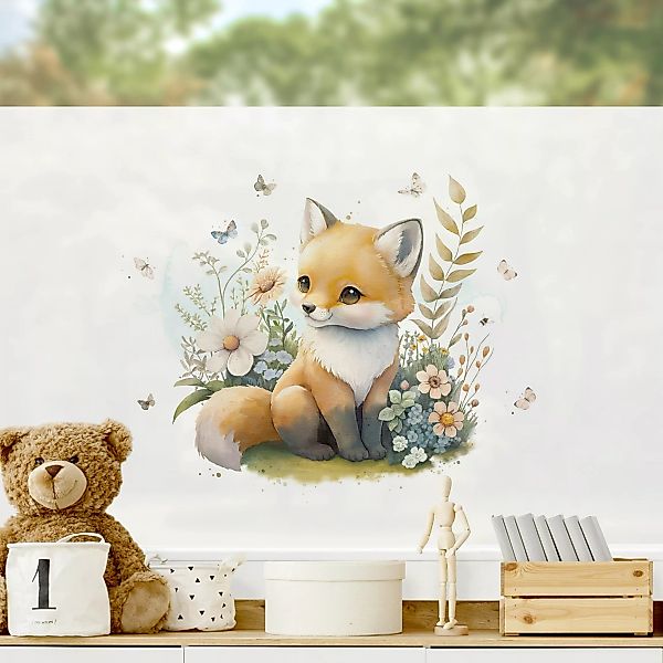 Fensterfolie Fuchs auf Blumenwiese günstig online kaufen