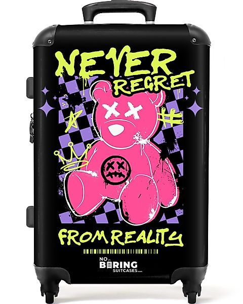 NoBoringSuitcases.com© Hartschalen-Trolley Slogan 'Never Regret' mit günstig online kaufen