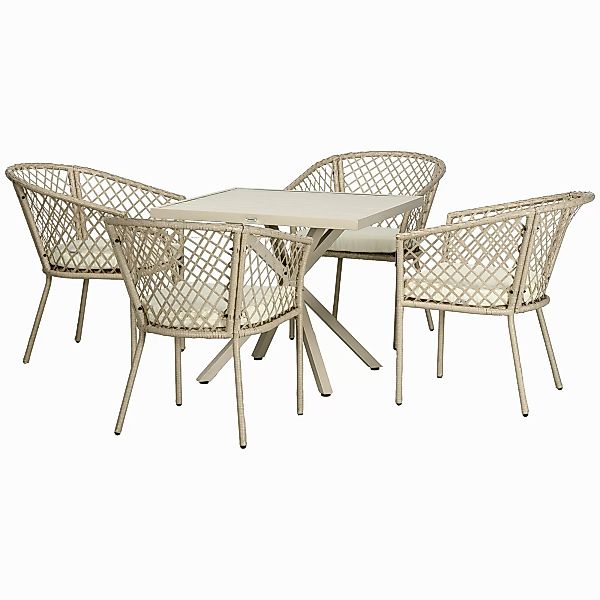 Outsunny 5-teiliges Garten-Dining-Set mit 4 Stühlen und 1 quadratischen Tis günstig online kaufen