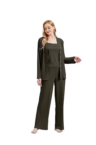 M-Diamant Schlafanzug Damen Pyjama-Set Damenwäsche V-Ausschnitt günstig online kaufen