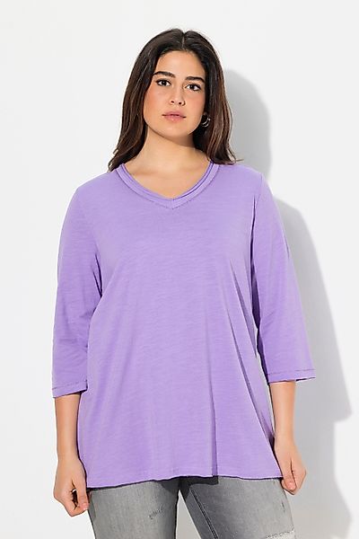 Ulla Popken T-Shirt Shirt Metallic-Nähte V-Ausschnitt günstig online kaufen