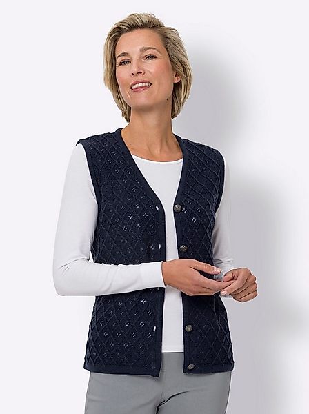 Sieh an! Strickweste Strickweste Ärmellos Ajour günstig online kaufen