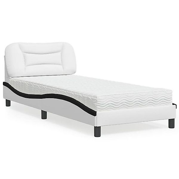 vidaXL Bett Bett mit Matratze "Hvar" Weiß und Schwarz 90x200 cm Kunstleder günstig online kaufen