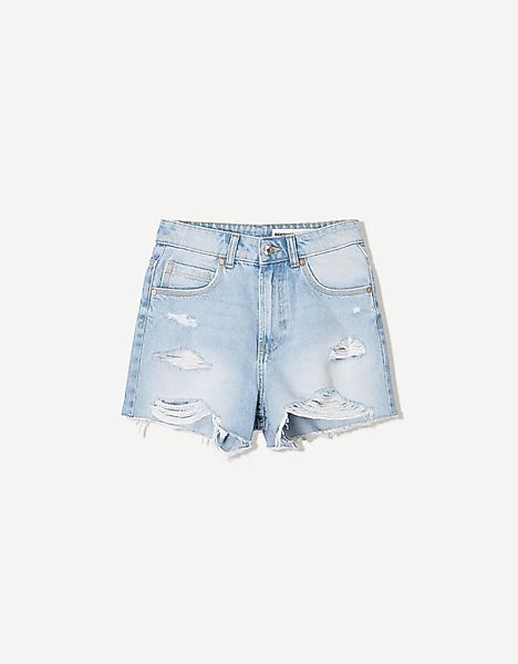 Bershka Jeansshorts Mit Rissen Damen 34 Ausgewaschenes Blau günstig online kaufen