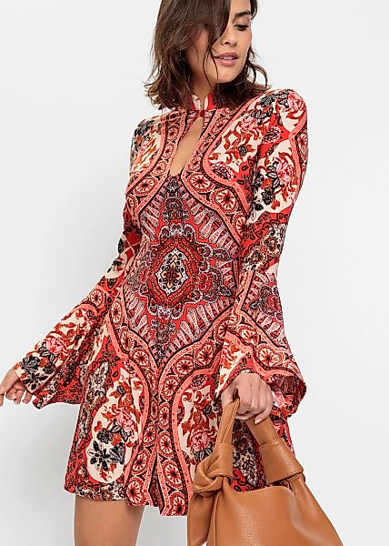 bonprix Jerseykleid für eleganten Look, aus Polyester und Elasthan, mit Ste günstig online kaufen