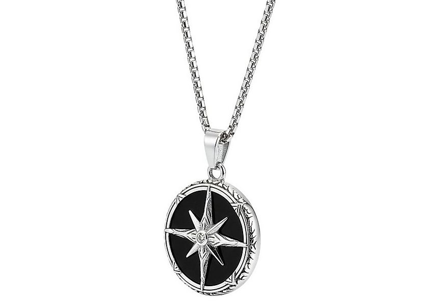 KARMA Kette mit Anhänger Halskette Kompass Anhänger Edelstahl Silber Schmuc günstig online kaufen