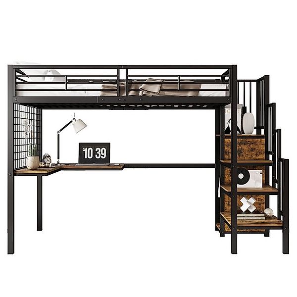 OKWISH Kinderbett Etagenbett Metallbett Hochbett mit Tisch und Kleiderschra günstig online kaufen