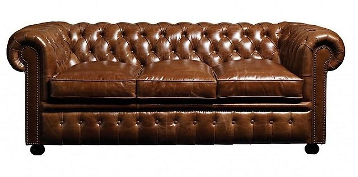 Xlmoebel 3-Sitzer Braun Sofa Chesterfield 3-Sitzer Polster Designer Couch, günstig online kaufen