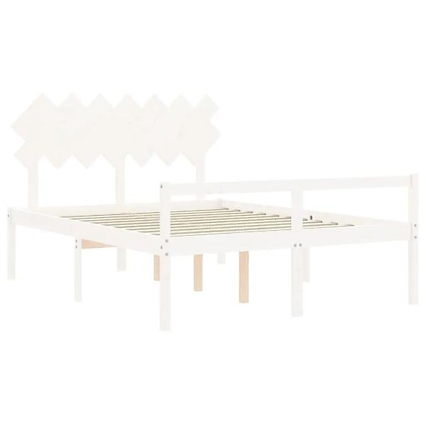 vidaXL Seniorenbett mit Kopfteil 140x190 cm Weiß Massivholz 3195527 günstig online kaufen