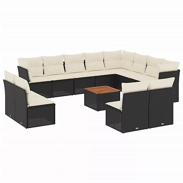 vidaXL 13-tlg Garten-Sofagarnitur mit Kissen Schwarz Poly Rattan Modell 40 günstig online kaufen