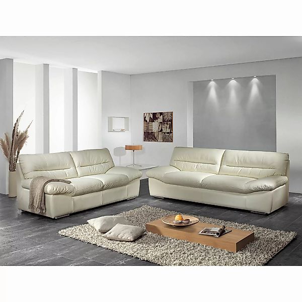 home24 Cotta Sofa Doug 2-Sitzer Weiß Echtleder 198x87x100 cm (BxHxT) Modern günstig online kaufen