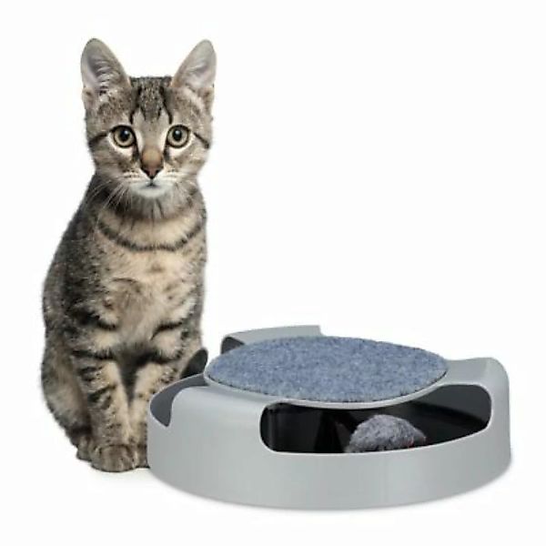 relaxdays Katzenspielzeug Kugelbahn mit Maus grau günstig online kaufen