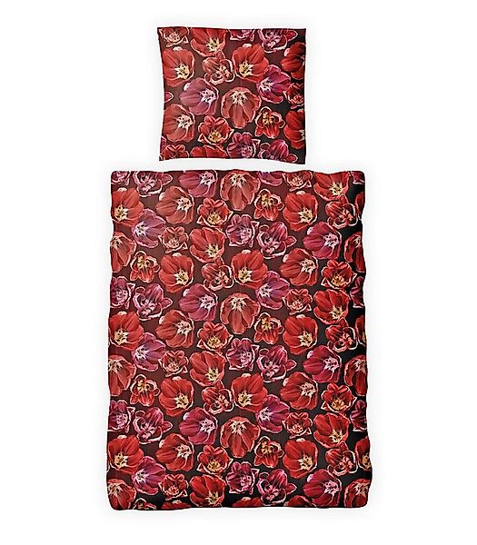 JACK Bettwäsche 135x200cm Blume Rot Pink, Microfaser, 2 teilig, tolles deze günstig online kaufen