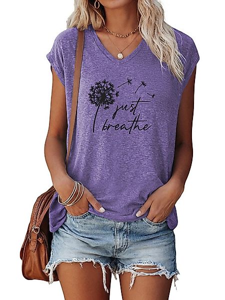 PYLIKE V-Shirt Shirts Damen Casual Löwenzahn Ausgefallene bequemes Tanktop günstig online kaufen