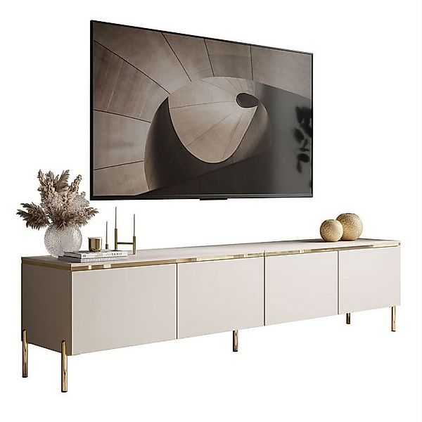 Lookway TV-Schrank CELINE KASCHMIR 200 cm auf goldenen Füßen Breite, 200 cm günstig online kaufen