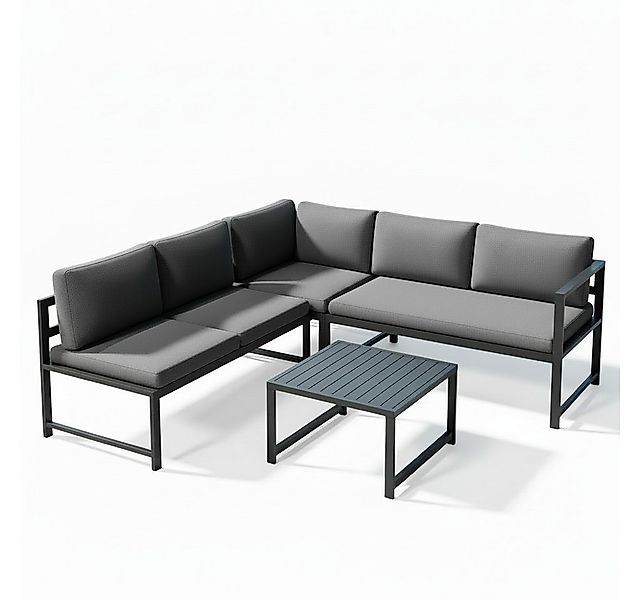 Mucola Gartenlounge-Set Ecksofa Aluminium mit Liegefunktion & Loungetisch w günstig online kaufen