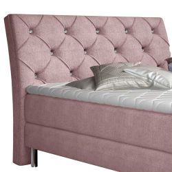 Bett Funktion Stauraum Bett in Hellrosa aus Webstoff günstig online kaufen