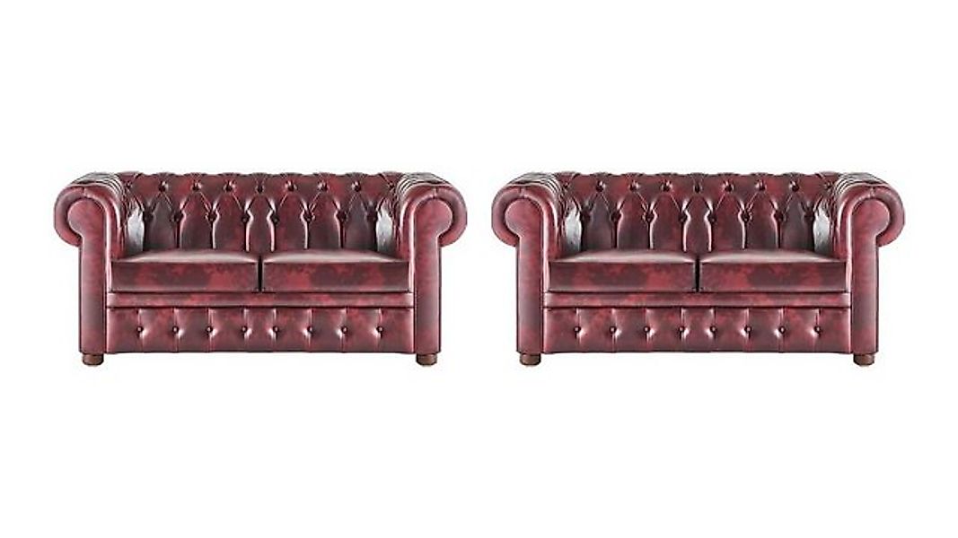 JVmoebel 2-Sitzer Ledersofas Chesterfield Knöpfen Couch 2-Sitzer Bordeaux K günstig online kaufen