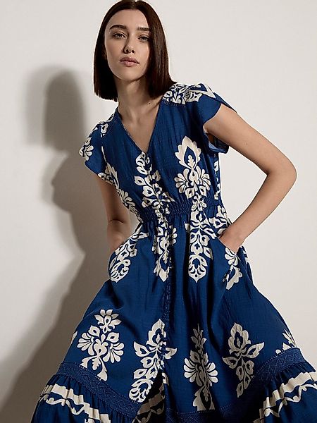 Apricot Midikleid Folk Floral Midi-Kleid Stickerei günstig online kaufen