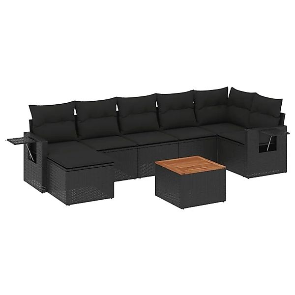 vidaXL 8-Tlg Garten-Sofagarnitur mit Kissen Schwarz Poly Rattan 3224669 günstig online kaufen