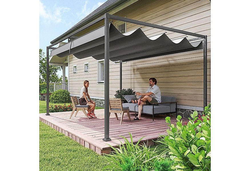 Outsunny Pergola 4x3m, aus Stahl, mit verstellbares Dach, Freistehend, (Gar günstig online kaufen