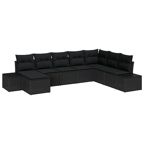 vidaXL Loungesofa 8-teiliges Garten Sofa Set mit Kissen Schwarz Poly Rattan günstig online kaufen