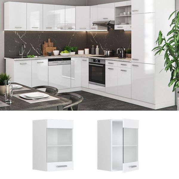Vicco Glashängeschrank R-Line, Weiß Hochglanz/Weiß, 40 günstig online kaufen