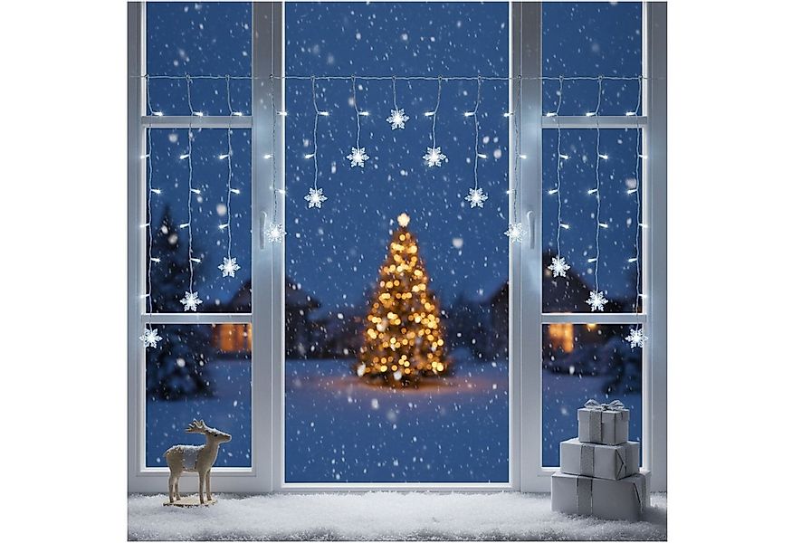 Gravidus LED-Lichtervorhang LED Schneeflocken Lichtervorhang 71 LEDs kaltwe günstig online kaufen