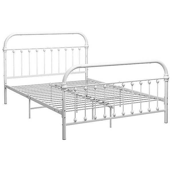 vidaXL Bettgestell Bettgestell Weiß Metall 140x200 cm Bett Bettrahmen Bettg günstig online kaufen