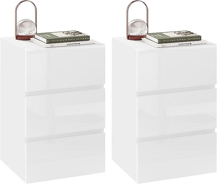 EUGAD Nachttisch (2-St), mit 3 Schubladen in Hochglanz,40x35x62cm günstig online kaufen