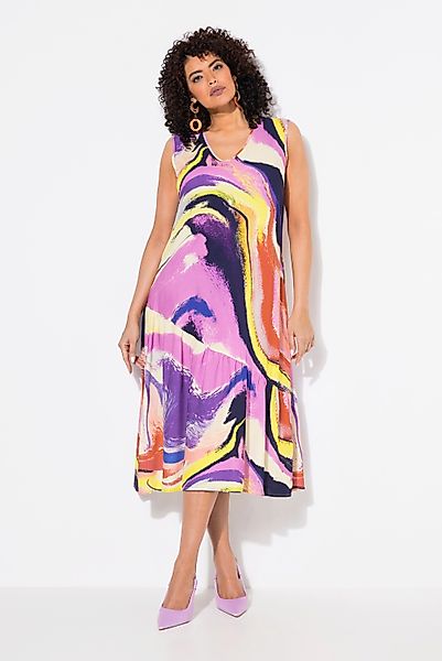 Ulla Popken Jerseykleid Midikleid Volant A-Linie günstig online kaufen