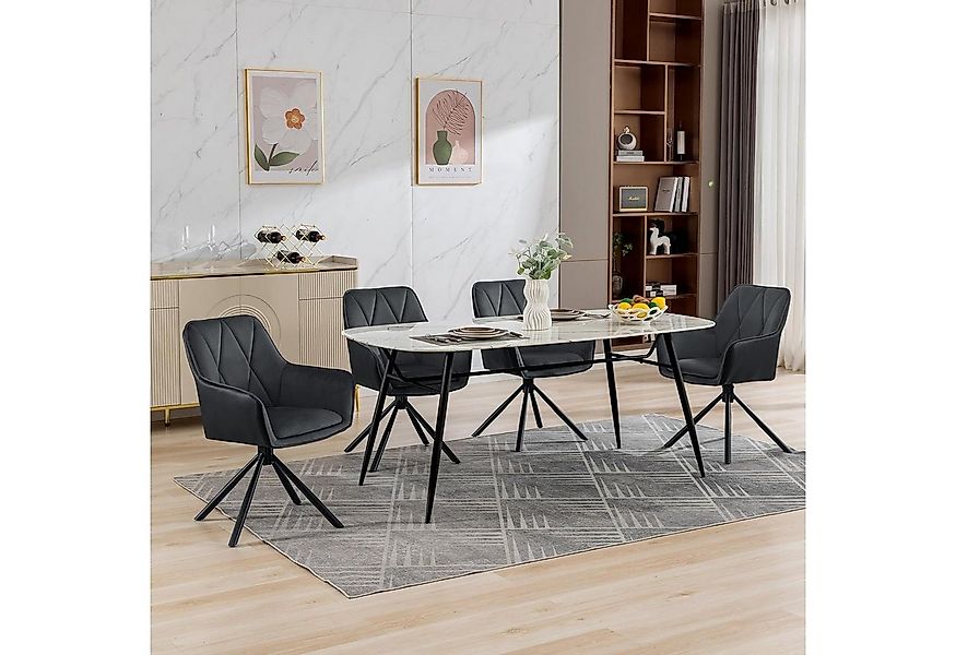 EUGAD 4-Fußstuhl (4 St), Esszimmerstühle drehbar, mit Armlehnen Rückenlehne günstig online kaufen