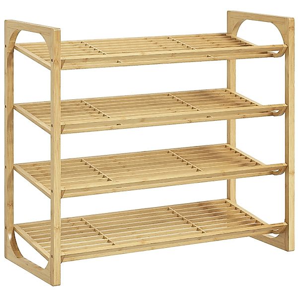 HOMCOM Schuhregal mit 4 Ebenen für Max. 12 Paar Schuhe Griff 76 x 33 x 67cm günstig online kaufen