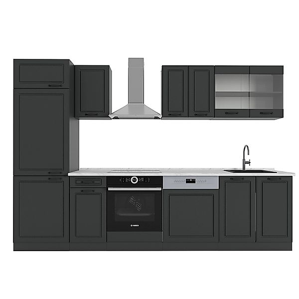 Vicco R-Line Küchenzeile Anthrazit Landhaus/Anthrazit 300 cm AP Marmor günstig online kaufen