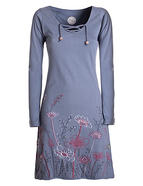 Vishes Tunikakleid Damen Langarm-Shirtkleid Tunika-Kleid Baumwollkleid günstig online kaufen
