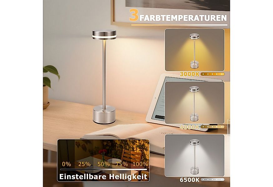 Nettlife LED Tischleuchte Gold Kabellos Nachttischlampe Modern Akku mit USB günstig online kaufen