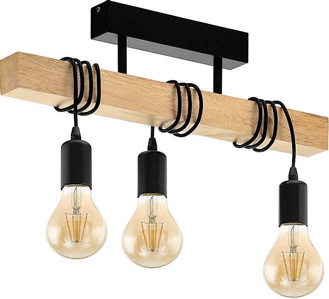 EGLO Deckenleuchte TOWNSHEND Deckenlampe, Holz, Stahl, Retro, Industrial, W günstig online kaufen