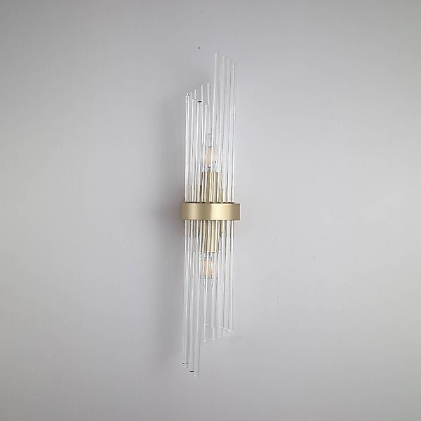 Wandlampe Lara, Höhe 56 cm, goldfarben/klar, Glas/Metall günstig online kaufen