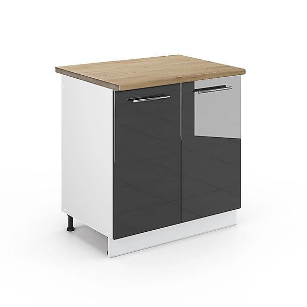 Vicco Spülenunterschrank Fame-Line Anthrazit Hochglanz/Weiß 80 cm AP Eiche günstig online kaufen