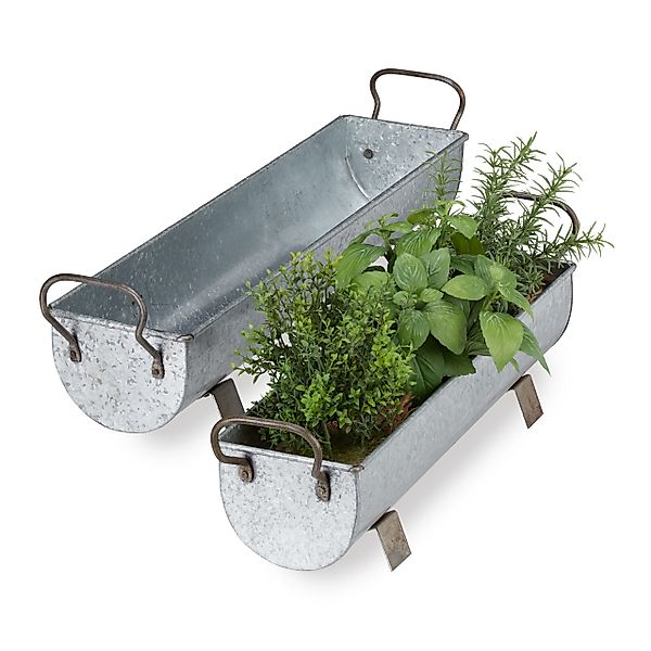 relaxdays Blumenkasten Dachrinne 2er Set, Silber günstig online kaufen
