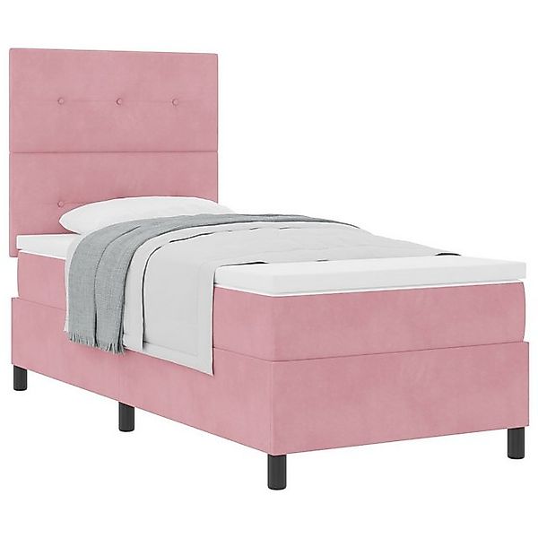 vidaXL Bett Boxspringbett mit Matratze Rosa Einzelvelours (1-tlg) günstig online kaufen