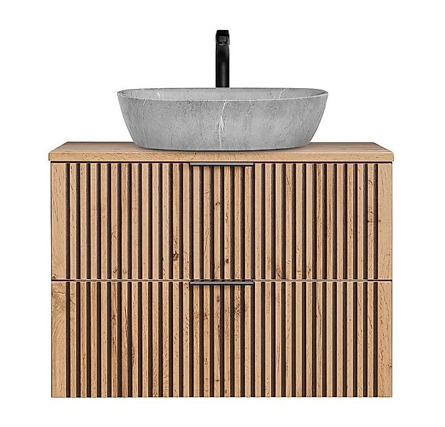 Lomadox Waschbeckenschrank XANTEN-56 anthrazit, Wotan Eiche Nb., schwarze R günstig online kaufen