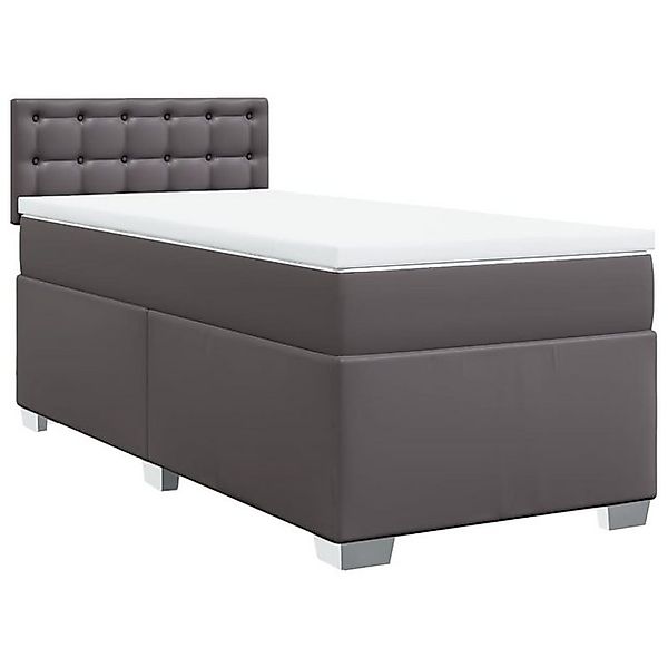 vidaXL Bett Boxspringbett mit Matratze Grau 90x190 cm Kunstleder günstig online kaufen