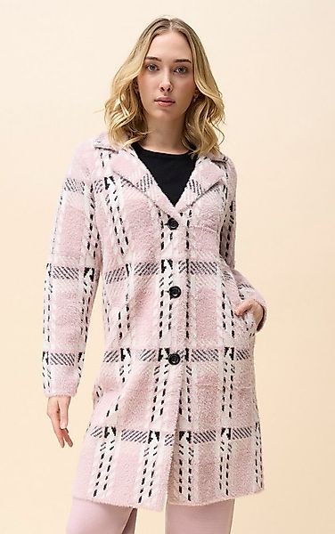 Passioni Strickmantel Mittellang mit Karo-Muster günstig online kaufen